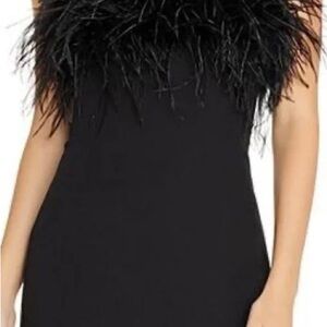 Bardot Strapless Black Feather Dress